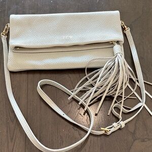 GiGi New York Cream Leather Crossbody Bag with Tassel